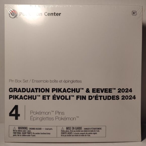 Pokemon TCG Pikachu & Eevee 2024 Graduation Hat And Enamel Pins Set Of 4 - Picture 2 of 10